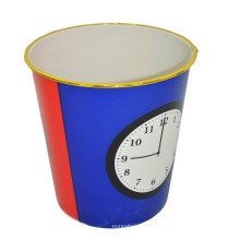 Plastic Clock Design Open Top caixote de lixo para casa (B06-872)